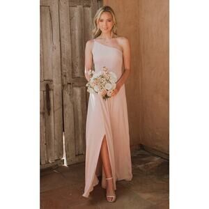 Show Me Your Mumu Women's Shannon One Shoulder Maxi Dress in Soft Beige Size 2XL